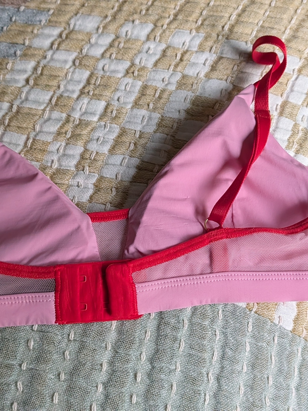 Pepper Bra Pink & Red Triangle Bralette - Soft Support, Padded,Women's Intimates